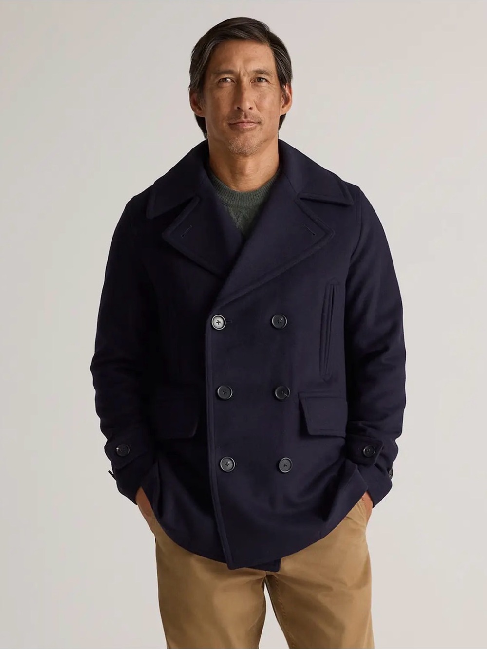 Quince Italian Wool Peacoat Cadet Blue XL NWOT